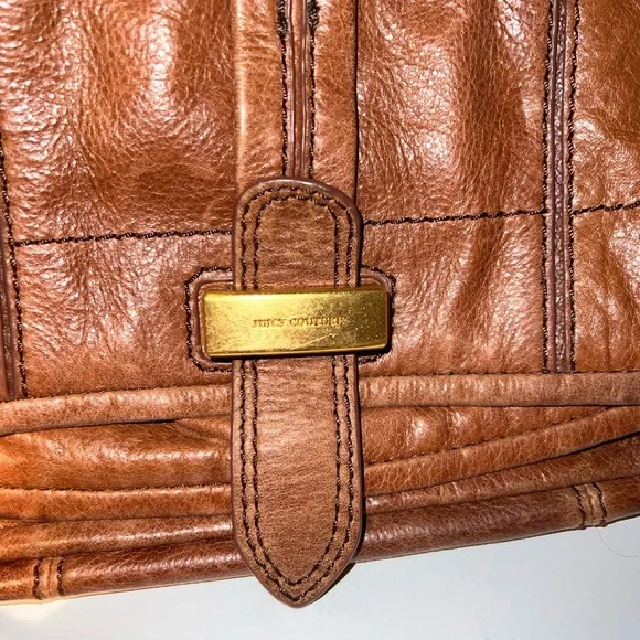 VINTAGE Juicy Couture Y2K Brown Leather Shoulder Bag Purse - Picture 8 of 8